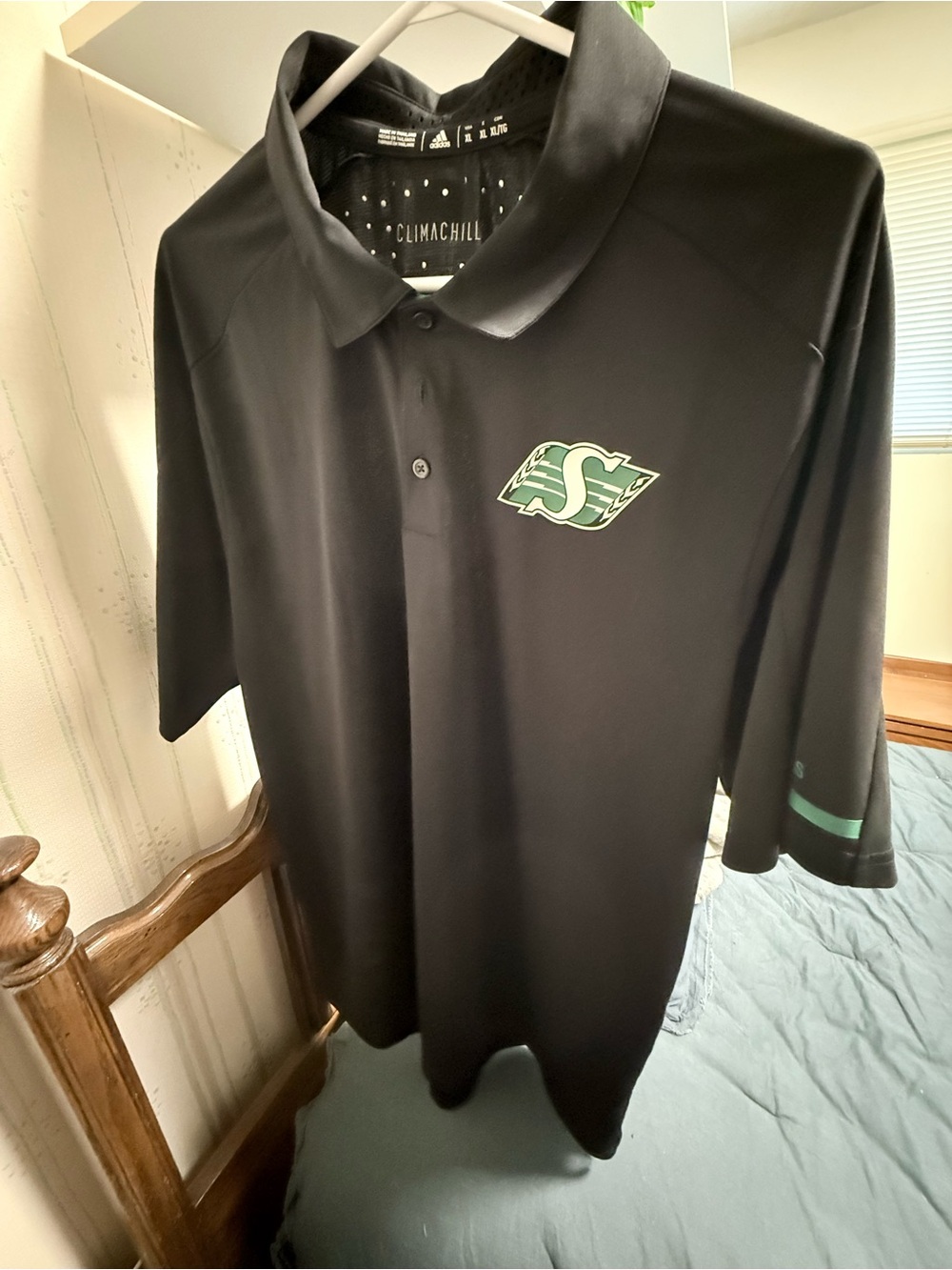 Adidas Climacool Black Polo with Green Logo